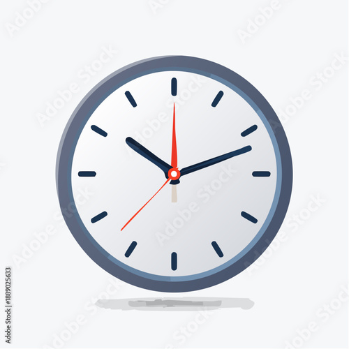 Modern clock face illustration showing precise time on a stand from a front viewpoint