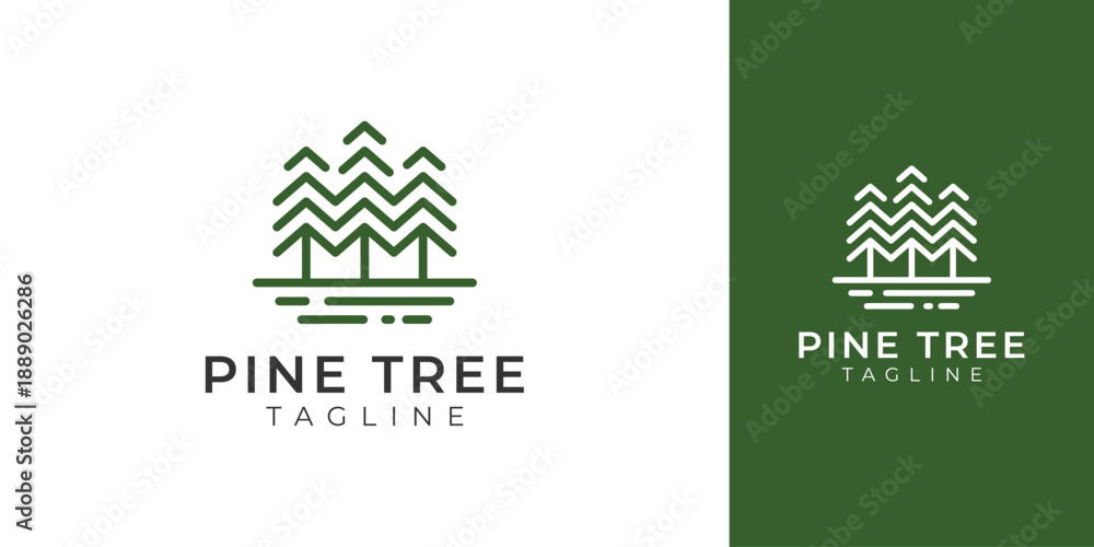 Obraz premium Pine Tree Logo with Creative Concept Idea Vector Design