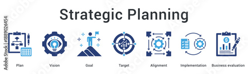 Strategic Planning banner illustrating goal setting vision alignment and long term business direction