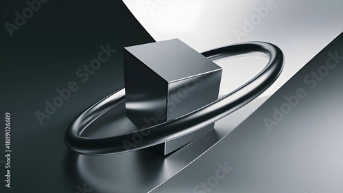 Brushed aluminum ring and matte cube – Suitable for engineering.