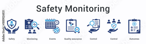 Safety Monitoring banner representing risk observation hazard control and workplace protection systems