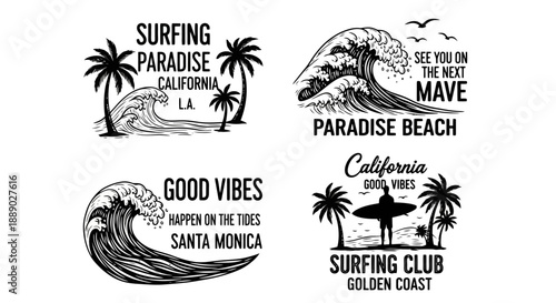Vintage Surfing Paradise Beach California Good Vibes Santa Monica Golden Coast.
