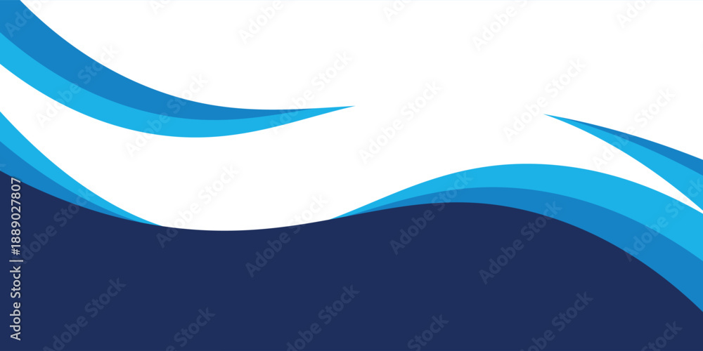 Obraz premium Abstract blue modern business wave banner background.border and header wavy design decoration on white background