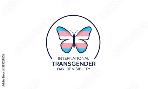 International Transgender Day of Visibility Butterfly Vector with Trans Pride Flag Colors
