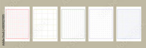 Set of vertical a4 grid background. Millimeter graph paper, school math sheet, grid paper sheet, notebook pattern, architectural graph paper