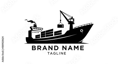 Cargo Ship Loading Containers with Crane at Port.