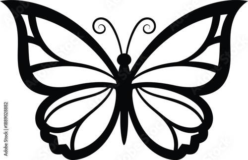 Black butterfly silhouette with detailed wings and body