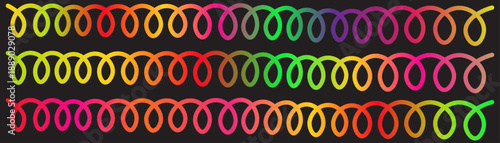 Colorful Loop Lines on Black Background – Abstract Gradient Spiral Vector Pattern