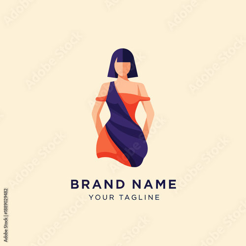 Woman Fashion Illustration Graphic Design Template.