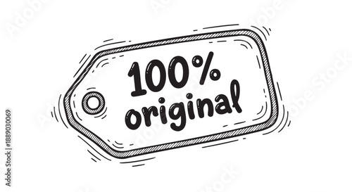 Hand drawn one hundred percent original authenticity badge illustration