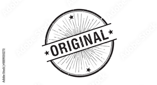 Hand drawn vintage original stamp seal with starburst design isolated