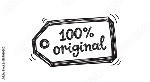 Hand drawn vintage stamp with one hundred percent original text label