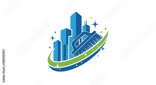 Commercial Building Cleaning Services with Brush and Sparkle.