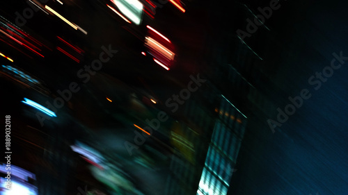 Tableau sur toile Blurred City Night Lights Motion Background Overlay