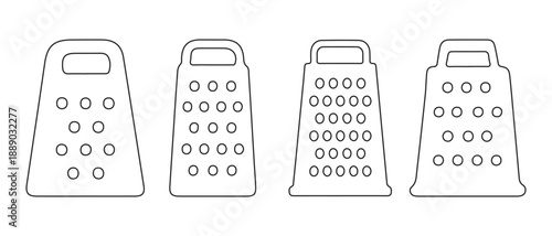 Cheese Graters Silhouette Set, Kitchen Utensils, Cooking Tools Line Art Icons.