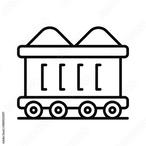 A modern outline icon showing freight transportation by rail.