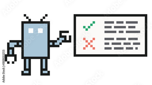 Robot robotic or ai humanoid business concept engineer with cartoon,bot,toy,artificial intelligence,pixel,8 bit,pastel,colorful,background.