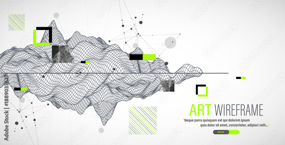 Obraz premium Abstract art wireframe background. Modern science or technology art elements. Surface illustration.