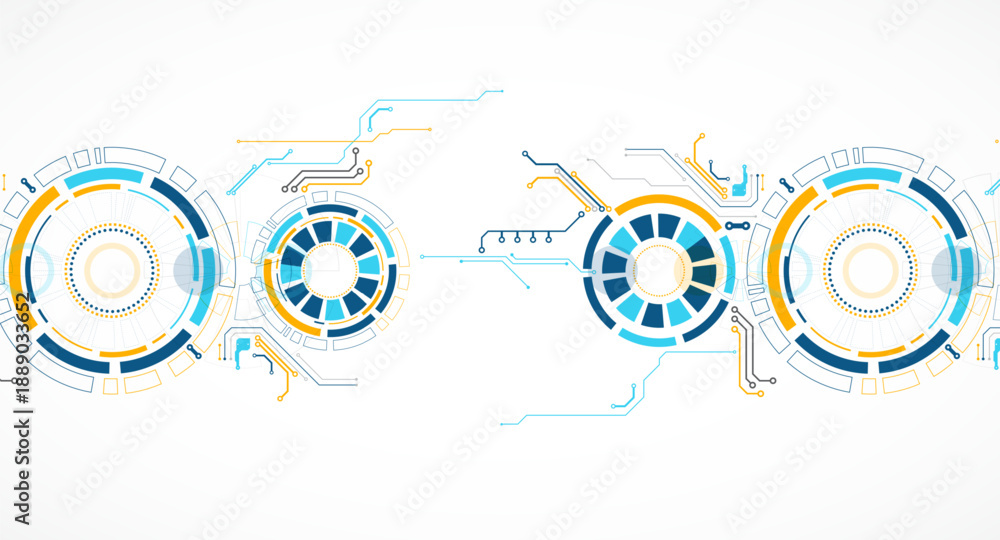 Fototapeta premium Abstract background. Scientific and technological concept with the use of technical elements formed in the shape of a circle. Vector