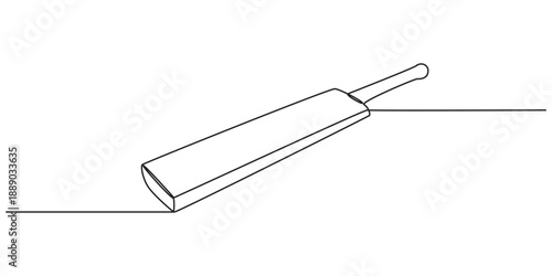 Professional cricket bat continuous one line drawing, Continuous single line drawing cricket bat, ball, and wicket stumps isolated on white background vector illustration