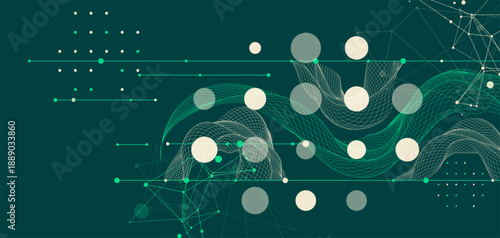 The abstract wave is made in a frame style. Template for science and technology presentation.