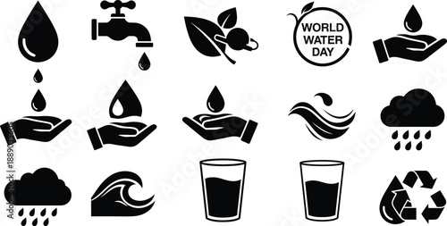 World water day icons and symbols