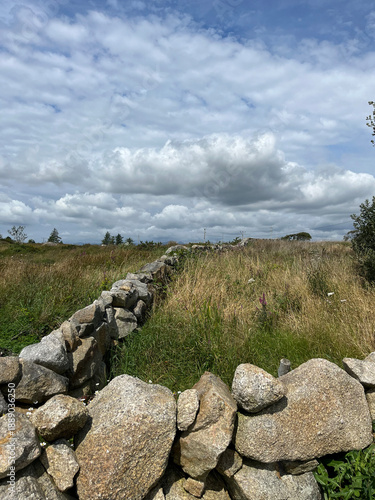 Champs et muret de pierre - Irlande - landes du Connemara