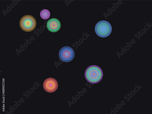 Vibrant glowing orbs floating in dark space with soft gradient colors and bokeh effect, futuristic abstract design
