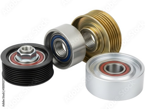 Collection of various automotive idler pulley assemblies