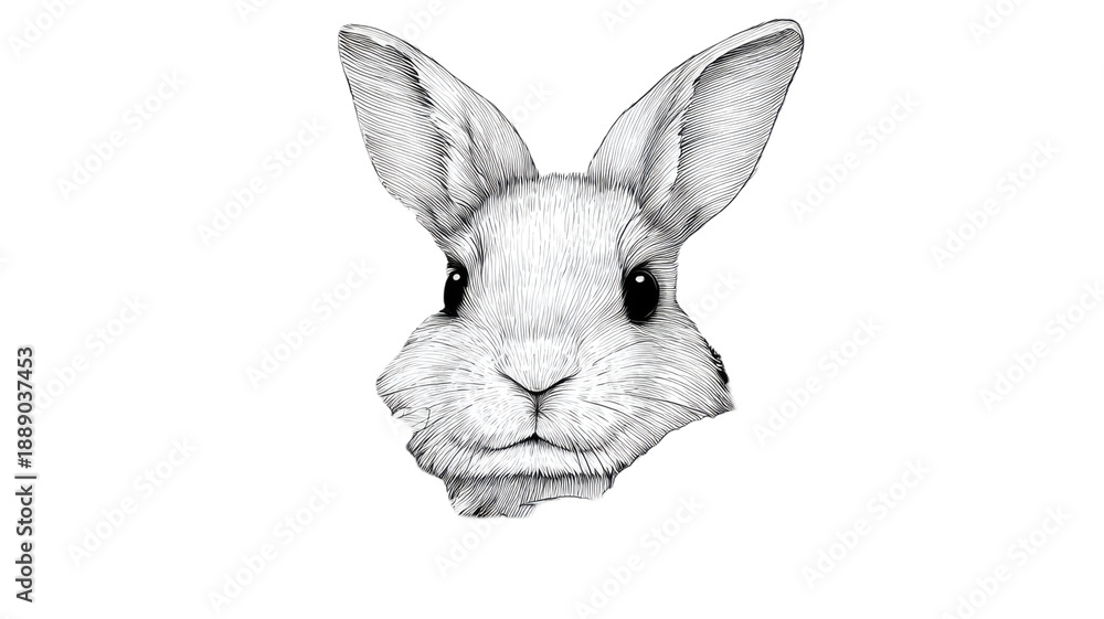 Obraz premium An adorable fluffy white baby bunny rabbit with long ears is isolated on a white background, looking like a cute domestic pet mammal perfect for Easter
