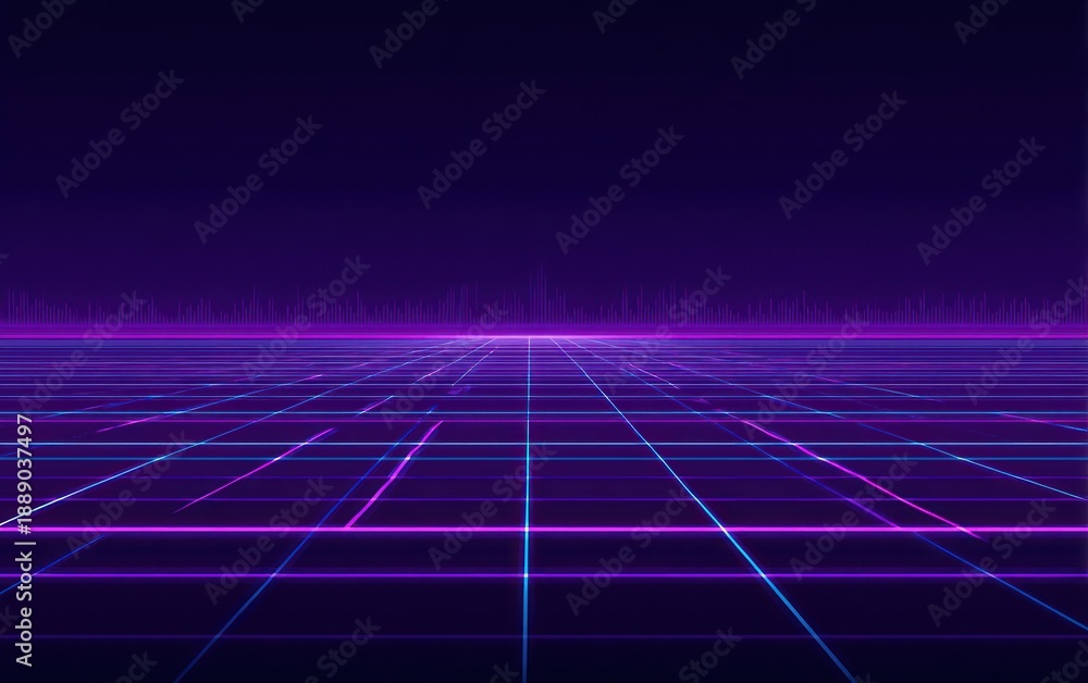 custom made wallpaper toronto digitalPerspective grid with a violet and blue hue, leading to a dark horizon