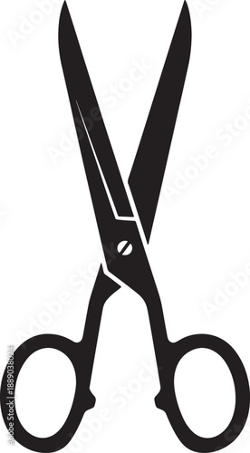 Pair of black sewing scissors isolated on transparent background