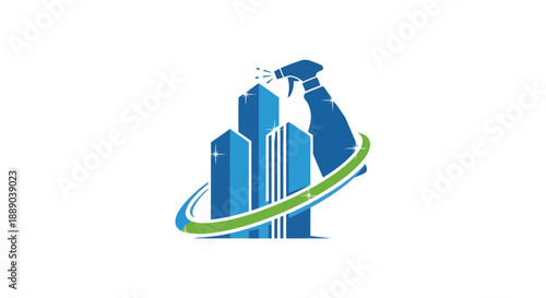 Modern Building Cleaning Service Logo Design.