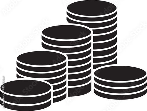 Stackedcoinsgrowinginsizefromlefttorightisolatedontransparent