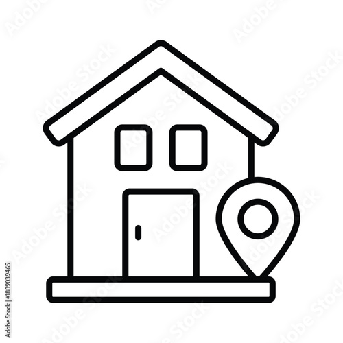 A handy outline icon showing home delivery location concept.