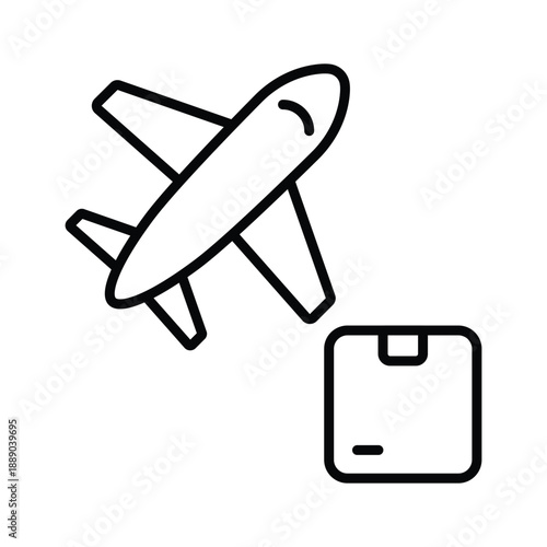 A premium outline icon showing air cargo delivery service.