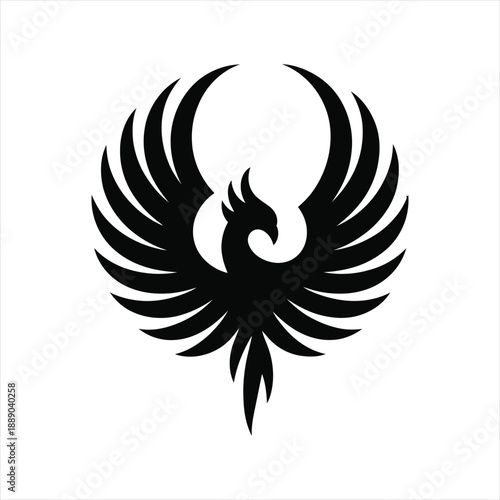 Rising phoenix bird silhouette mascot for sports and gaming brand identity
