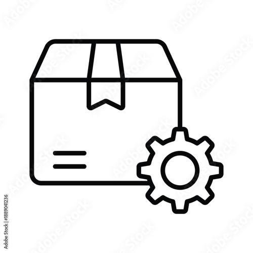 A outline icon representing package settings logistics concept