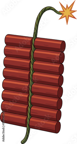 連なっている赤い爆竹のイラスト
