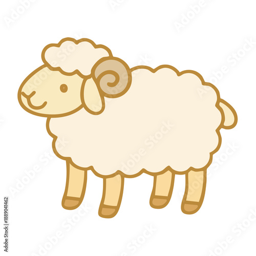 Cartoon Sheep Illustration with Fluffy Wool.