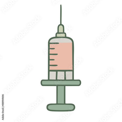Syringe with Needle and Liquid Contents.