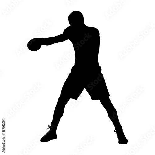 Silhouette of a boxer throwing a punch during a training session Vector