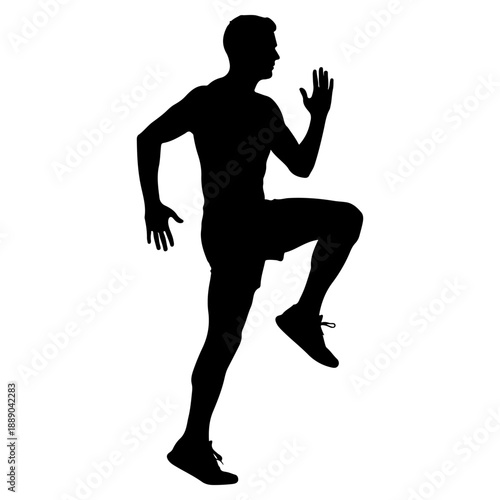 Silhouette of a man running with high knees for a workout Vector