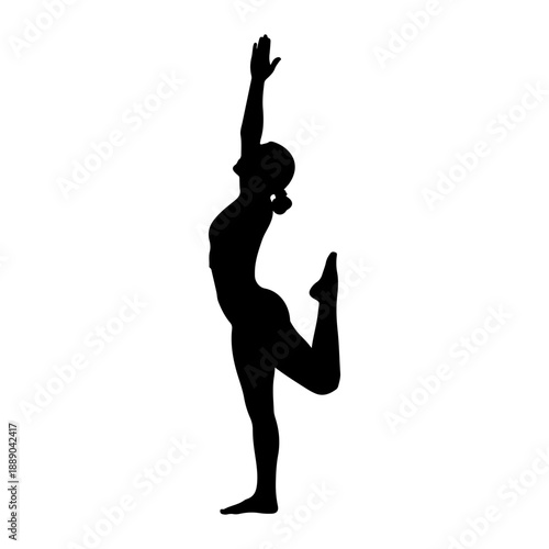 Silhouette of a woman performing dancer pose in yoga Vector