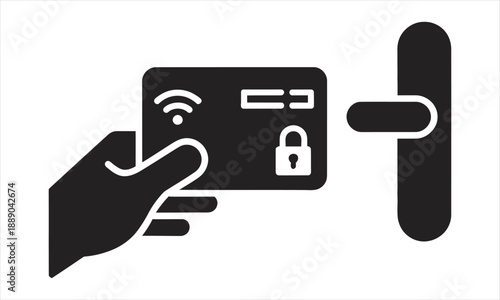 Contactless Key Card Door Lock Icon – Secure RFID Access Symbol