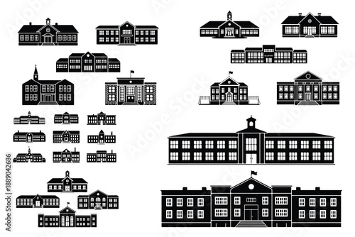 Black and white school building school buildings educational institutions