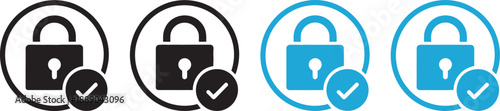 Verified Padlock Icons – Secure Login Privacy Approval Symbol Set