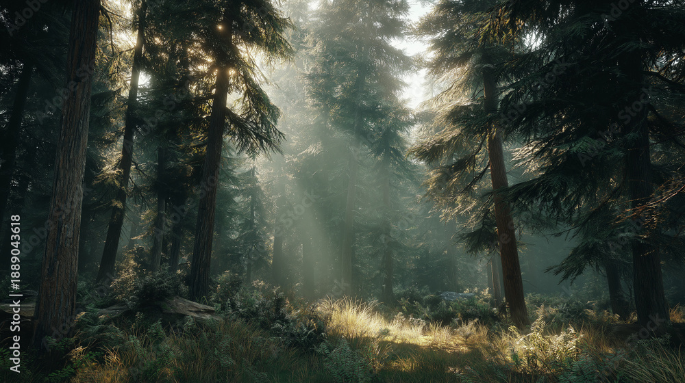 Obraz premium A warm forest scene capturing hope, freshness, and new beginnings.