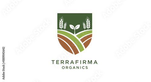 Terra Firma Organics Logo with Fields and Wheat.