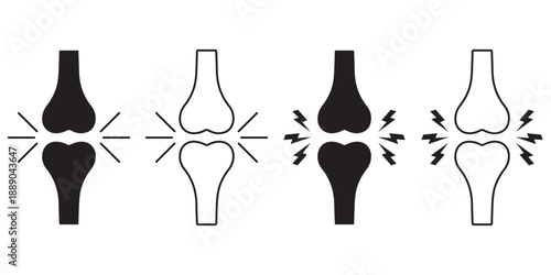 Human Knee Joint Pain, Arthritis, and Osteoporosis Icon Set Vector Illustration for 
Medical and Healthcare Design